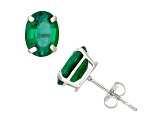 Oval Lab Created Emerald 10K White Gold Earrings 2.04ctw