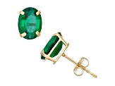 Oval Lab Created Emerald 10K Yellow Gold Earrings 2.04ctw