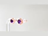 Amethyst and CZ 0.84 Ctw Round 18K Rose Gold Over Sterling Silver Button type Earrings.