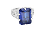 Judith Ripka 11.00ct Sapphire Simulant & 0.9ctw Bella Luce® Rhodium Over Sterling Silver Estate Ring