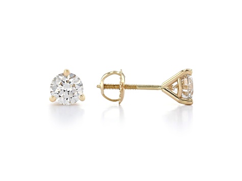 Certified White Lab-Grown Diamond H-I SI 14k Yellow Gold Martini Stud Earrings 1.50ctw