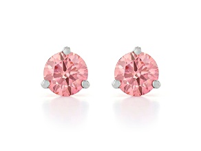 Pink Lab-Grown Diamond 14K White Gold Martini Stud Earrings 1.50ctw