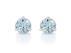Blue Lab-Grown Diamond 14K White Gold Martini Stud Earrings 1.50ctw