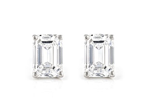 Emerald Cut White IGI Certified Lab-Grown Diamond 18k White Gold Stud Earrings 2.00ctw