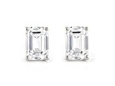 Certified Emerald Cut White Lab-Grown Diamond E-F SI 18k White Gold Stud Earrings 2.00ctw