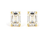 Certified Emerald Cut White Lab-Grown Diamond E-F SI 18k Yellow Gold Stud Earrings 2.00ctw