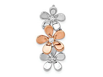 Picture of 14k Rose Gold and White Gold Diamond Three Flower Chain Slide