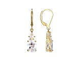 White Cubic Zirconia 18k Yellow Gold Over Sterling Silver April Birthstone Earrings 6.30ctw