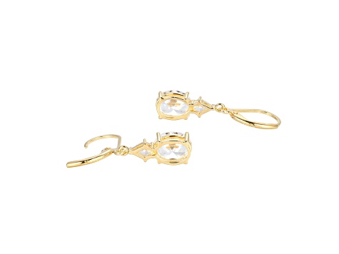 White Cubic Zirconia 18k Yellow Gold Over Sterling Silver April Birthstone Earrings 6.30ctw
