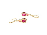 Lab Created Ruby 18k Yellow Gold Over Sterling Silver July Birthstone Earrings 3.88ctw