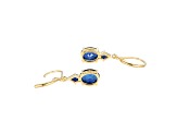 Lab Created Blue Sapphire 18k Yellow Gold Over Sterling Silver September Birthstone Earrings 4.01ctw