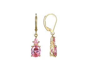 Pink Cubic Zirconia 18k Yellow Gold Over Sterling Silver October Birthstone Earrings 6.63ctw