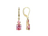 Pink Cubic Zirconia 18k Yellow Gold Over Sterling Silver October Birthstone Earrings 6.63ctw