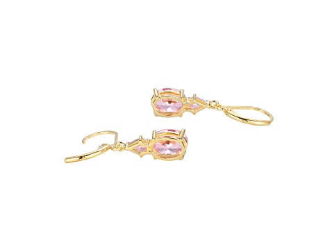 Pink Cubic Zirconia 18k Yellow Gold Over Sterling Silver October Birthstone Earrings 6.63ctw