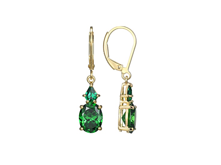 Green Cubic Zirconia 18k Yellow Gold Over Sterling Silver May Birthstone Earrings 6.15ctw
