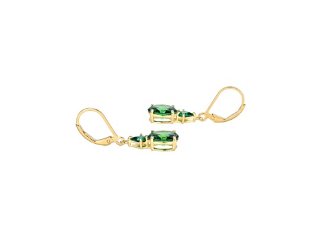 Green Cubic Zirconia 18k Yellow Gold Over Sterling Silver May Birthstone Earrings 6.15ctw