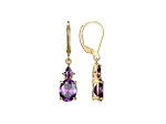 Purple Cubic Zirconia 18k Yellow Gold Over Sterling Silver February Birthstone Earrings 6.56ctw