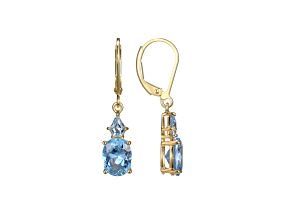 Lab Created Blue Spinel 18k Yellow Gold Over Sterling Silver March Birthstone Earrings 3.58ctw