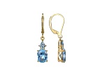 Lab Created Blue Spinel 18k Yellow Gold Over Sterling Silver March Birthstone Earrings 3.58ctw