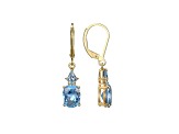 Lab Created Blue Spinel 18k Yellow Gold Over Sterling Silver March Birthstone Earrings 3.58ctw