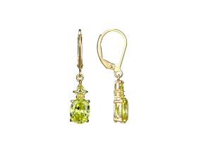 Green Cubic Zirconia 18k Yellow Gold Over Sterling Silver August Birthstone Earrings 6.51ctw