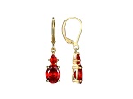 Red Cubic Zirconia 18k Yellow Gold Over Sterling Silver January Birthstone Earrings 6.51ctw