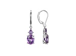 Lab Created Alexandrite Sapphire Platinum Over Silver June Birthstone Earrings 3.89ctw