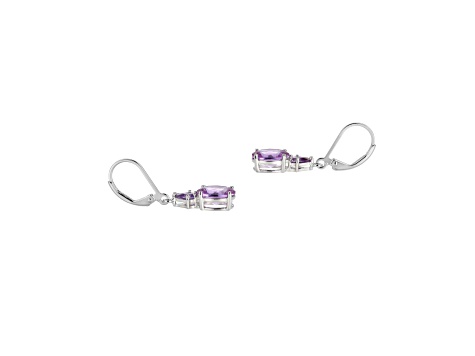 Lab Created Alexandrite Sapphire Platinum Over Silver June Birthstone Earrings 3.89ctw