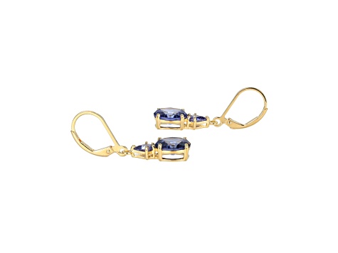 Blue Cubic Zirconia 18k Yellow Gold Over Silver December Birthstone Earrings 6.97ctw