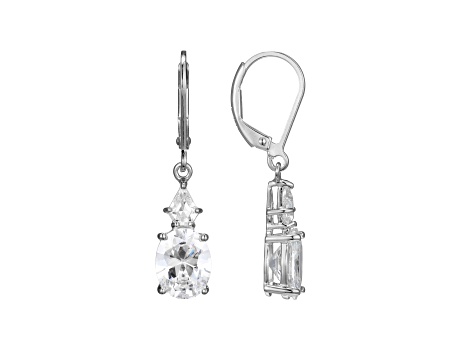 White Cubic Zirconia Platium Over Sterling Silver April Birthstone Earrings 6.30ctw