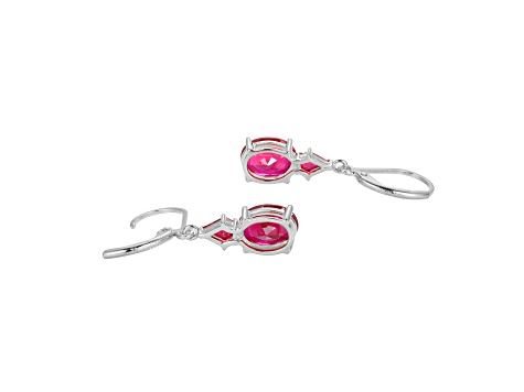 Lab Created Ruby Platinum Over Sterling Silver July Birthstone Earrings 3.88ctw