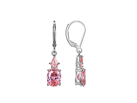 Pink Cubic Zirconia Platinum Over Sterling Silver October Birthstone Earrings 6.63ctw
