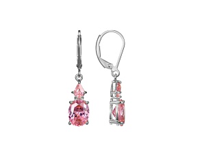 Pink Cubic Zirconia Platinum Over Sterling Silver October Birthstone Earrings 6.63ctw