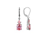 Pink Cubic Zirconia Platinum Over Sterling Silver October Birthstone Earrings 6.63ctw