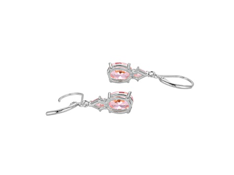 Pink Cubic Zirconia Platinum Over Sterling Silver October Birthstone Earrings 6.63ctw