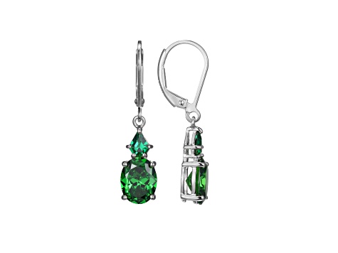 Green Cubic Zirconia Platinum Over Sterling Silver May Birthstone Earrings 6.15ctw