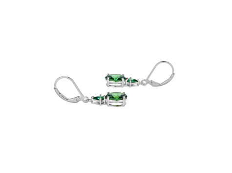 Green Cubic Zirconia Platinum Over Sterling Silver May Birthstone Earrings 6.15ctw