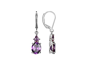 Purple Cubic Zirconia Platinum Over Sterling Silver February Birthstone Earrings 6.56ctw