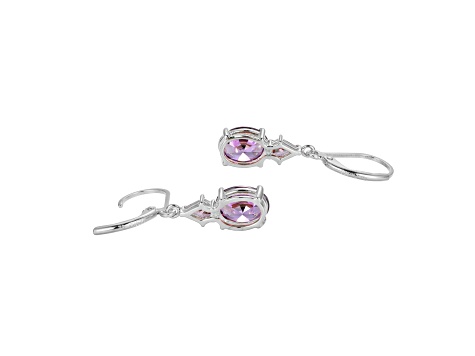 Purple Cubic Zirconia Platinum Over Sterling Silver February Birthstone Earrings 6.56ctw