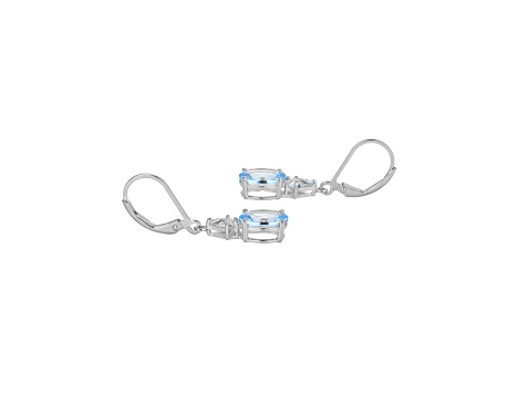 Lab Created Blue Spinel Platinum Over Sterling Silver March Birthstone Earrings 3.58ctw