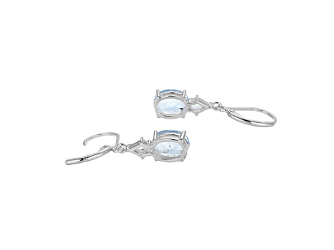 Lab Created Blue Spinel Platinum Over Sterling Silver March Birthstone Earrings 3.58ctw