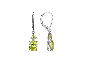 Green Cubic Zirconia Platinum Over Sterling Silver August Birthstone Earrings 6.51ctw
