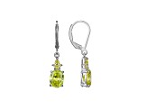 Green Cubic Zirconia Platinum Over Sterling Silver August Birthstone Earrings 6.51ctw
