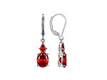 Red Cubic Zirconia Platinum Over Sterling Silver January Birthstone Earrings 6.51ctw