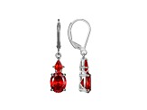 Red Cubic Zirconia Platinum Over Sterling Silver January Birthstone Earrings 6.51ctw