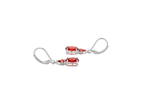 Red Cubic Zirconia Platinum Over Sterling Silver January Birthstone Earrings 6.51ctw