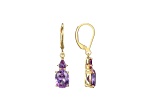 Lab Created Alexandrite Sapphire 18k Yellow Gold Over Silver June Birthstone Earrings 3.89ctw