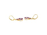 Lab Created Alexandrite Sapphire 18k Yellow Gold Over Silver June Birthstone Earrings 3.89ctw