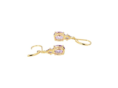 Lab Created Alexandrite Sapphire 18k Yellow Gold Over Silver June Birthstone Earrings 3.89ctw