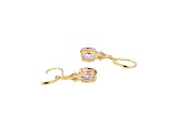 Lab Created Alexandrite Sapphire 18k Yellow Gold Over Silver June Birthstone Earrings 3.89ctw